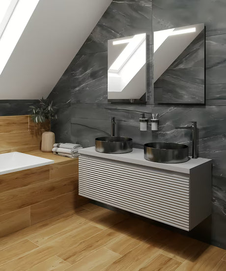 Okrugli umivalnik na ploščo SAT Aurum od brušenog nehrđajućeg čelika u boji gun metal