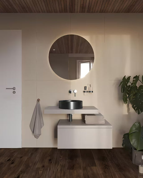 Okrugli umivalnik na ploščo SAT Aurum od brušenog nehrđajućeg čelika u boji gun metal