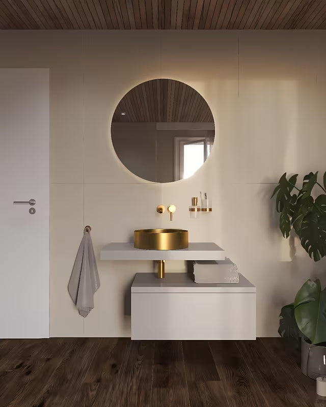 Sifon za Umivalnik SAT Aurum u sjajnoj zlatnoj boji, okruglog dizajna i s priključkom DN32