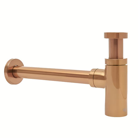 Mjedeni sifon za umivalnik SAT Aurum u boji rose gold, okruglog dizajna i promjera 32 mm.