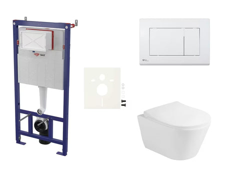 Viseči WC set Glacera Ava z izplakovalnikom SAT, tipko za splakovanje in duroplastnim sedežem WC školjka
