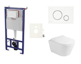 Viseči WC set Glacera Ava z instalacijskim modulom, izplakovalnikom SAT in belo sijajno tipko za splakovanje