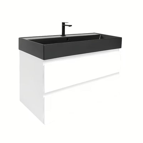 Viseča kopalniška omarica SAT B-Way 1 s keramičnim umivalnikom v sijajni beli barvi 99x50x45 cm