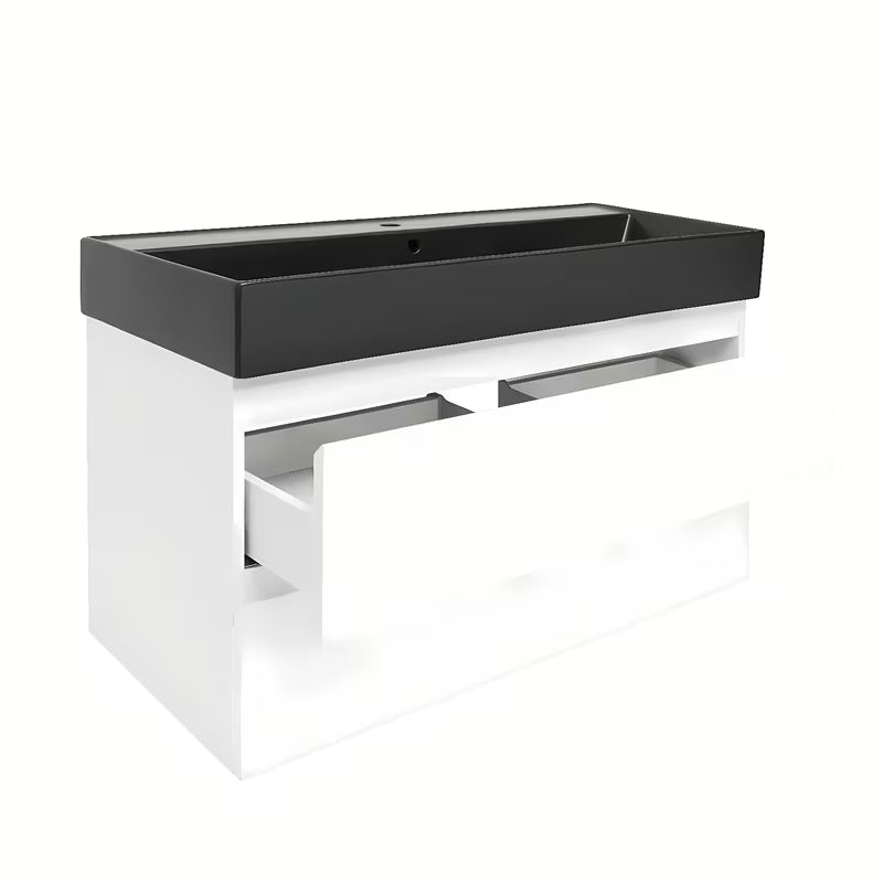 Viseča kopalniška omarica z umivalnikom SAT B-Way 1 v sijajni beli barvi 99x50x45 cm