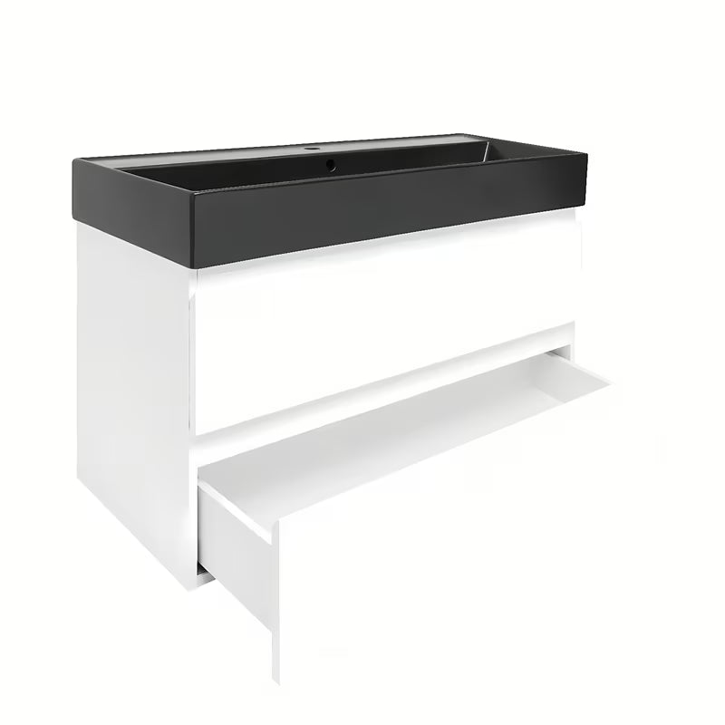 Viseča kopalniška omarica z umivalnikom SAT B-Way 1 v sijajni beli barvi 99x50x45 cm