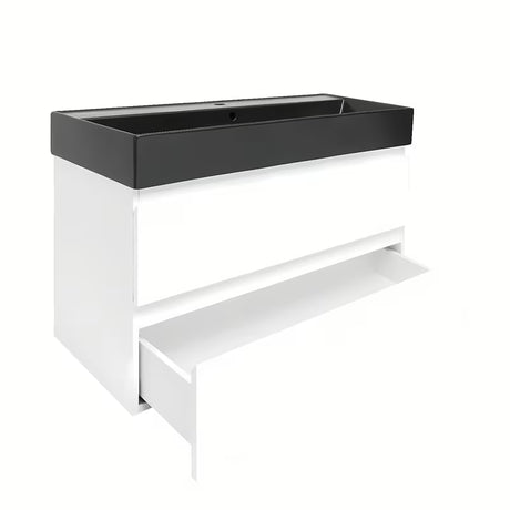 Viseča kopalniška omarica z umivalnikom SAT B-Way 1 v sijajni beli barvi 99x50x45 cm