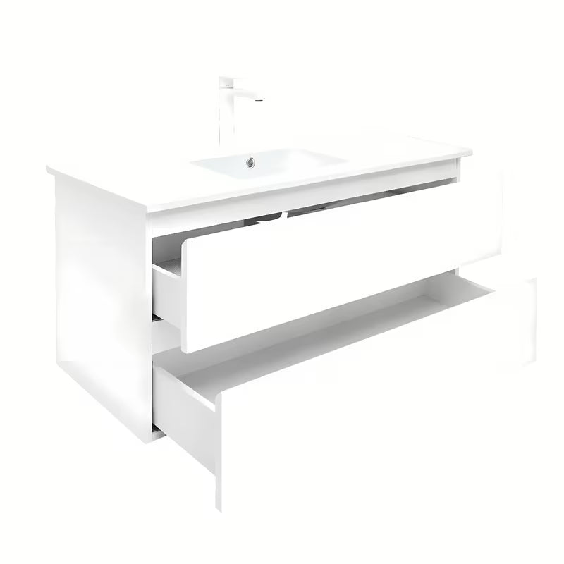 Viseča kopalniška omarica SAT B-Way 1 z umivalnikom v beli sijajni izvedbi 99x45x50 cm