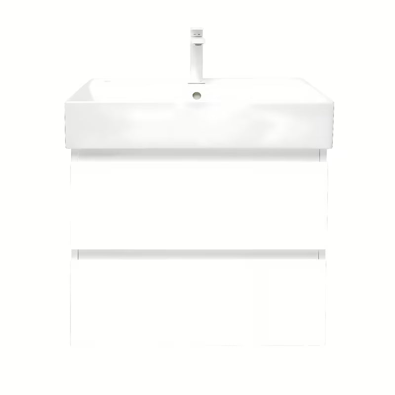 Viseča kopalniška omarica SAT B-Way 1 s keramičnim umivalnikom v beli sijajni izvedbi 59x50x45 cm.