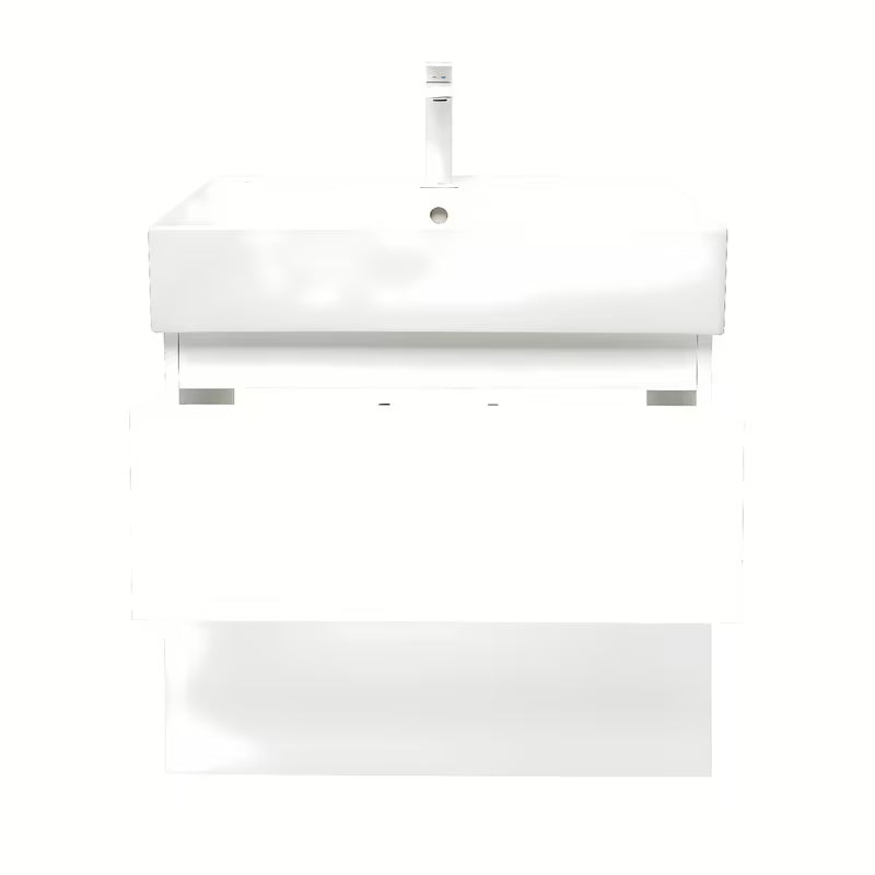 Viseča kopalniška omarica SAT B-Way 1 s keramičnim umivalnikom v beli sijajni izvedbi 59x50x45 cm.
