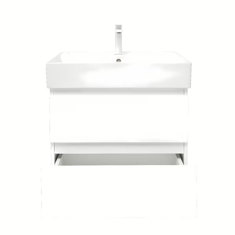 Viseča kopalniška omarica SAT B-Way 1 s keramičnim umivalnikom v beli sijajni izvedbi 59x50x45 cm.