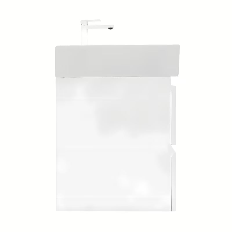 Viseča kopalniška omarica SAT B-Way 1 s keramičnim umivalnikom v beli sijajni izvedbi 59x50x45 cm.