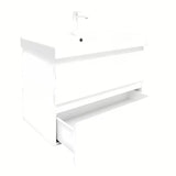 Viseča kopalniška omarica s keramičnim umivalnikom SAT B-Way 1 v beli barvi, 79x50x45 cm.