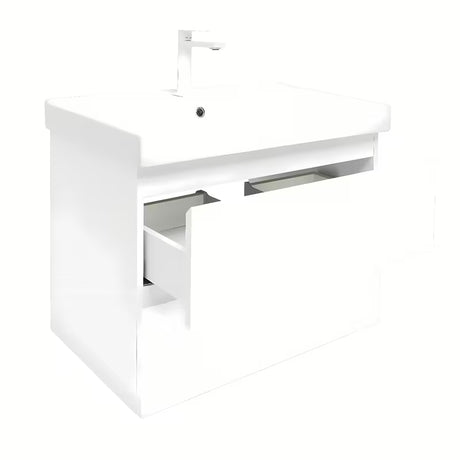 Viseča kopalniška omarica s keramičnim umivalnikom SAT B-Way 1 v beli barvi, 79x50x45 cm.