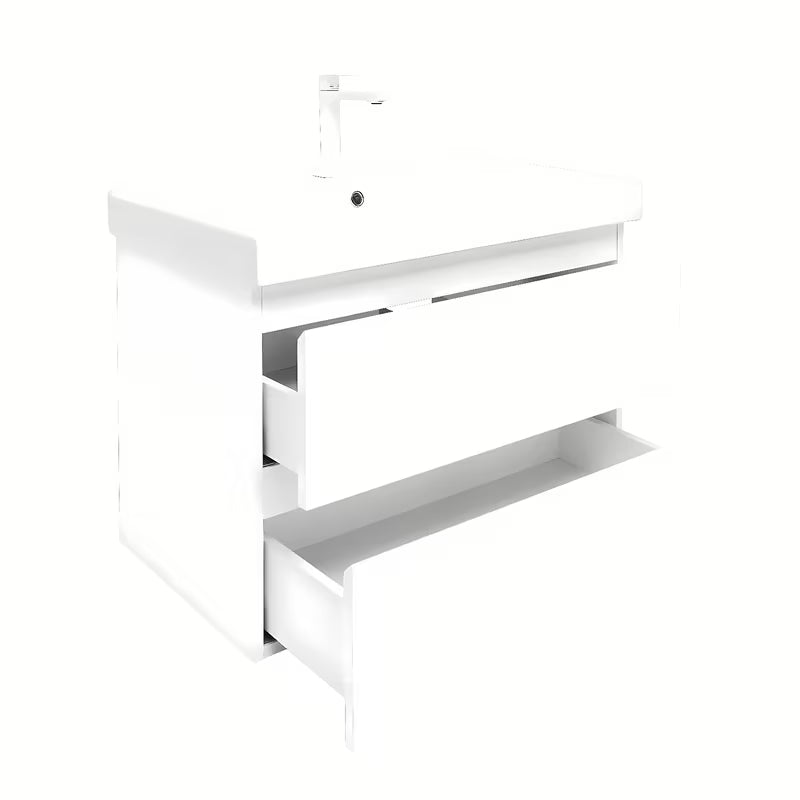 Viseča kopalniška omarica s keramičnim umivalnikom SAT B-Way 1 v beli barvi, 79x50x45 cm.