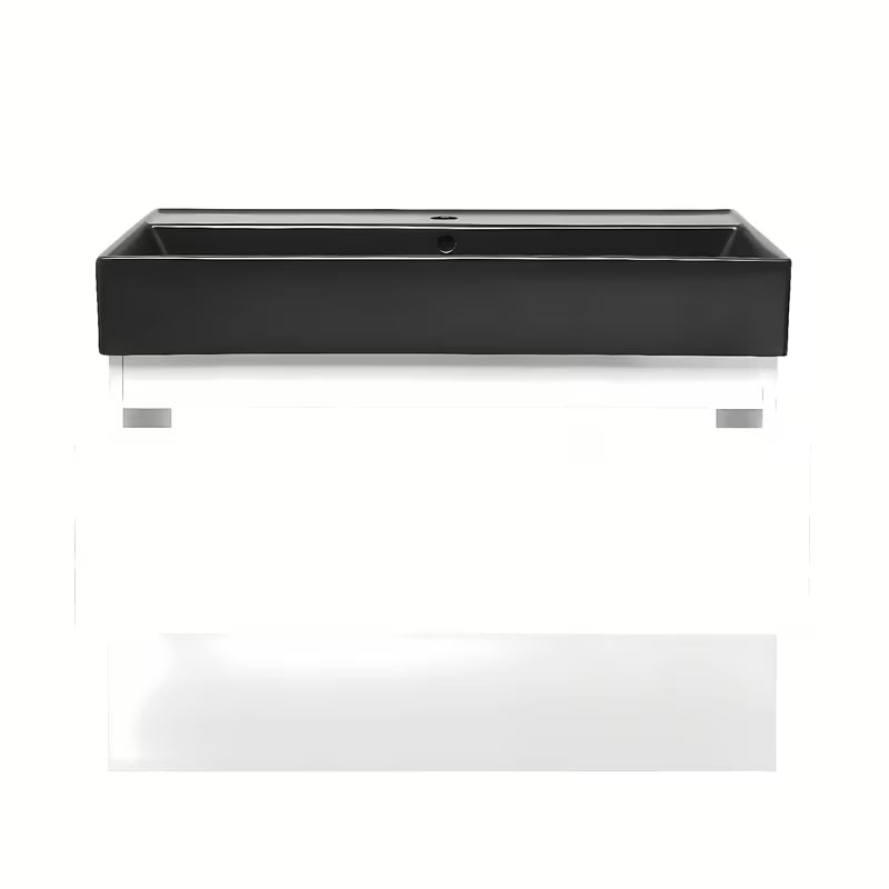 Viseča kopalniška omarica s keramičnim umivalnikom SAT B-Way 1 v beli sijajni barvi, 79x50x45 cm.