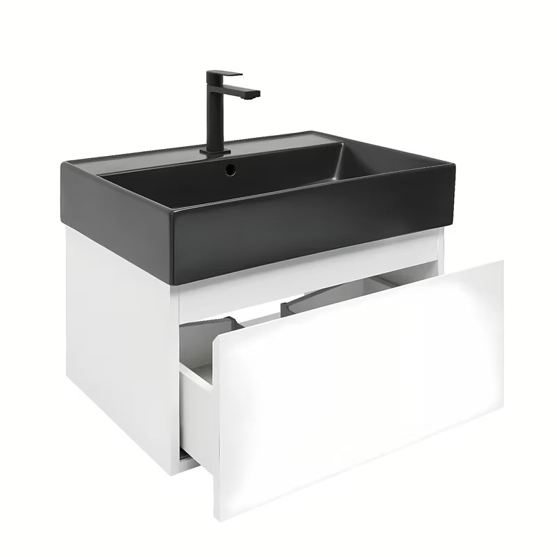 Viseča kopalniška omarica s keramičnim umivalnikom SAT B-Way v beli sijajni izvedbi 59x45x30 cm