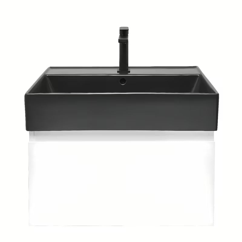 Viseča kopalniška omarica s keramičnim umivalnikom SAT B-Way v beli sijajni izvedbi 59x45x30 cm