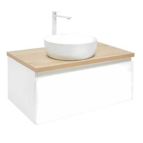 Viseča kopalniška omarica SAT B-Way 1 79x45x30 cm v beli sijajni barvi z zgornjo ploščo v dekorju hrasta