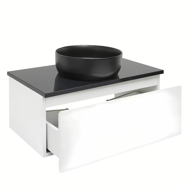 Viseča kopalniška omarica SAT B-Way 1 v beli barvi s sijajno površino in pokrivno ploščo