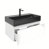 Viseča kopalniška omarica s keramičnim umivalnikom SAT B-Way 1 v beli sijajni izvedbi, 79x45x30 cm.