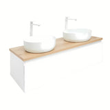 Viseča kopalniška omarica SAT B-Way 1 u bijelom sjaju s pokrivno ploščo u dekoru hrasta