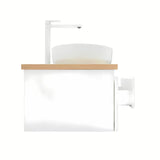 Viseča kopalniška omarica SAT B-Way 1 u bijelom sjaju s pokrivno ploščo u dekoru hrasta