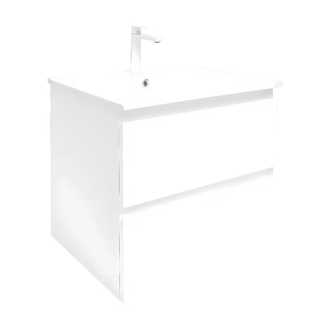 Viseča kopalniška omarica SAT B-Way 1 u sjajno bijeloj boji z umivalnikom i s dvije ladice