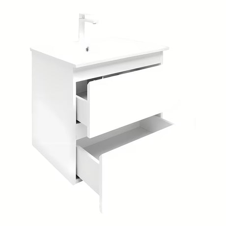 Viseča kopalniška omarica SAT B-Way 1 u sjajno bijeloj boji z umivalnikom i s dvije ladice
