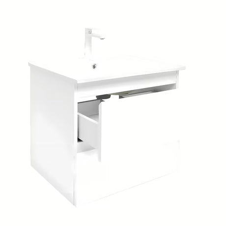 Viseča kopalniška omarica SAT B-Way 1 u sjajno bijeloj boji z umivalnikom i s dvije ladice