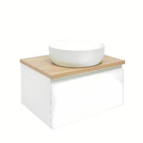 Viseča kopalniška omarica SAT B-Way 1 u bijelom sjaju s pokrivno ploščo u dekoru hrasta