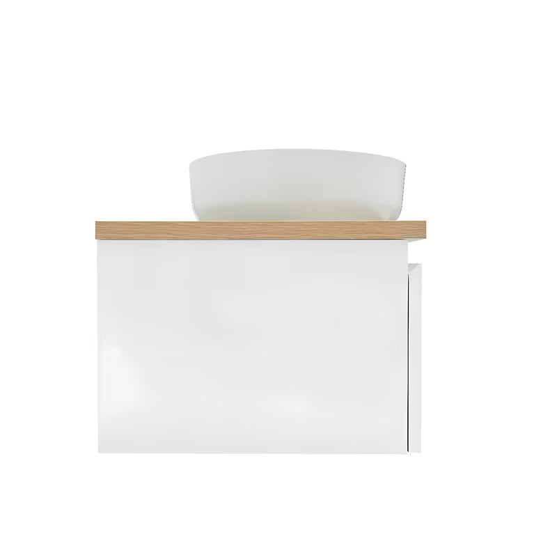 Viseča kopalniška omarica SAT B-Way 1 u bijelom sjaju s pokrivno ploščo u dekoru hrasta