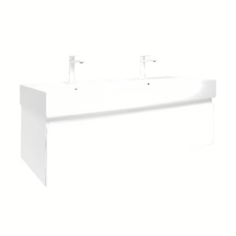 Viseča kopalniška omarica SAT B-Way 1 s keramičkim dvostrukim umivaonikom u sjajnoj bijeloj boji