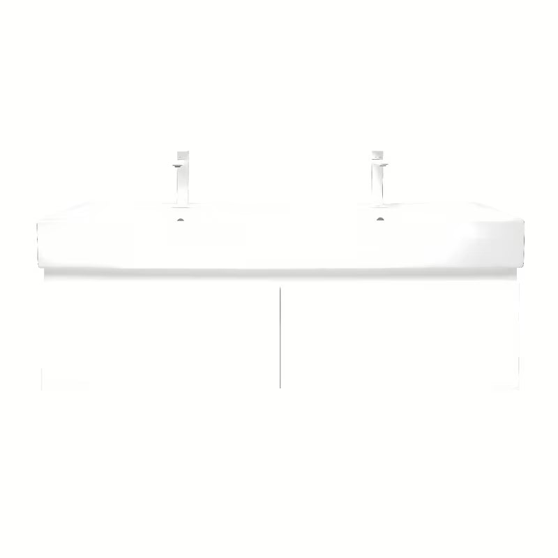 Viseča kopalniška omarica SAT B-Way 1 s keramičkim dvostrukim umivaonikom u sjajnoj bijeloj boji