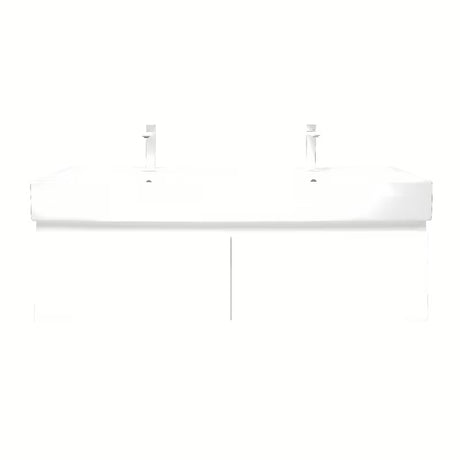 Viseča kopalniška omarica SAT B-Way 1 s keramičkim dvostrukim umivaonikom u sjajnoj bijeloj boji