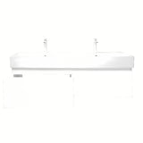 Viseča kopalniška omarica SAT B-Way 1 s keramičkim dvostrukim umivaonikom u sjajnoj bijeloj boji