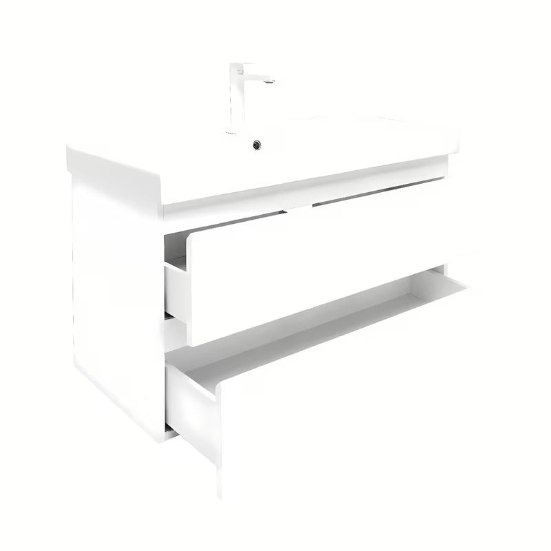 Viseča kopalniška omarica s keramičkim umivaonikom SAT B-Way 1 u bijeloj boji sa sjajnom završnom obradom