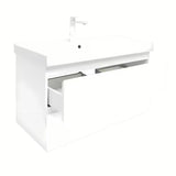 Viseča kopalniška omarica s keramičkim umivaonikom SAT B-Way 1 u bijeloj boji sa sjajnom završnom obradom