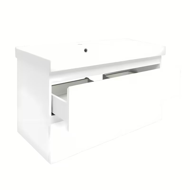 Viseča kopalniška omarica s keramičkim umivaonikom SAT B-Way 1 u bijeloj sjajnoj boji