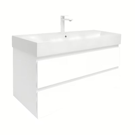 Viseča kopalniška omarica SAT B-Way 1 s keramičkim umivaonikom u bijeloj boji sa sjajnom završnom obradom.