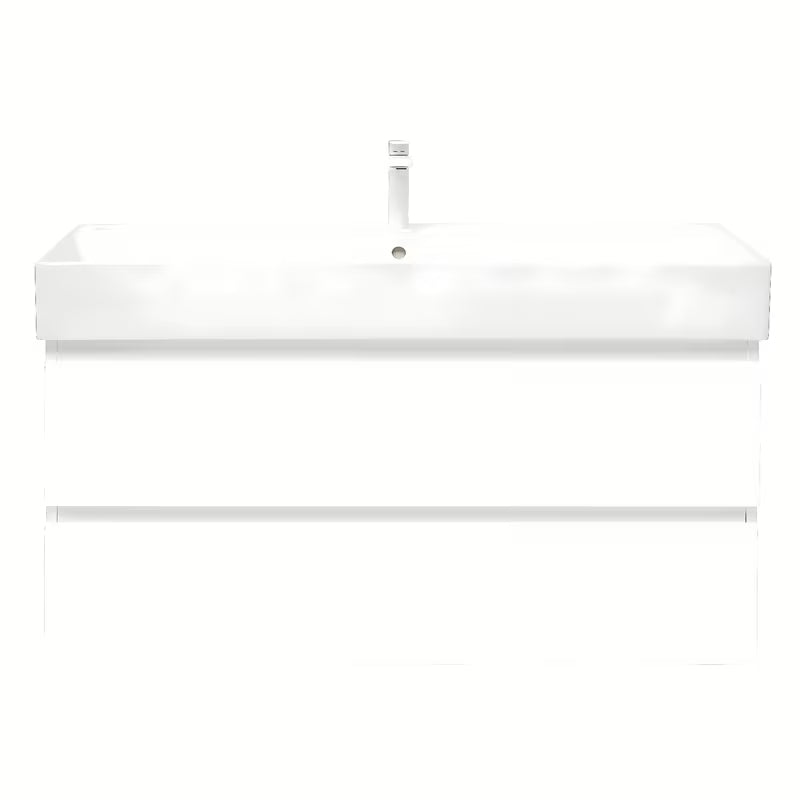 Viseča kopalniška omarica SAT B-Way 1 s keramičkim umivaonikom u bijeloj boji sa sjajnom završnom obradom.