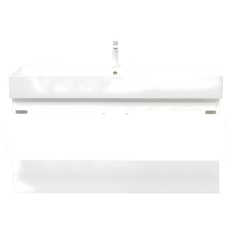 Viseča kopalniška omarica SAT B-Way 1 s keramičkim umivaonikom u bijeloj boji sa sjajnom završnom obradom.