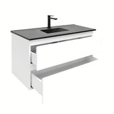 Viseča kopalniška omarica z umivalnikom SAT B-Way 1 u sjajnoj bijeloj boji s dvije ladice