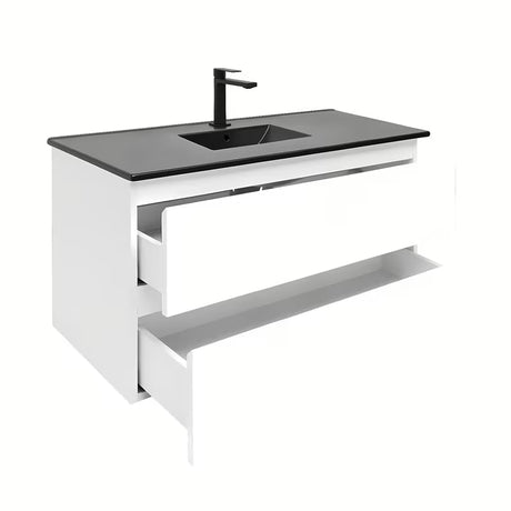 Viseča kopalniška omarica z umivalnikom SAT B-Way 1 u sjajnoj bijeloj boji s dvije ladice