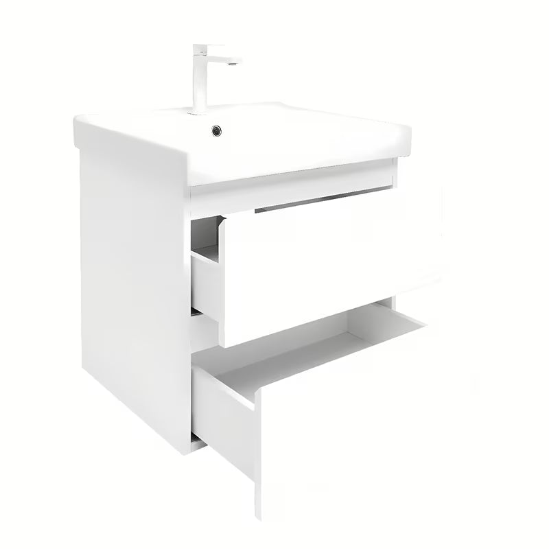 Viseča kopalniška omarica s keramičkim umivaonikom SAT B-Way 1 u sjajnoj bijeloj boji, 59x50x45 cm.