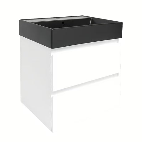 Viseča kopalniška omarica SAT B-Way 1 u bijelom sjaju s keramičkim umivaonikom