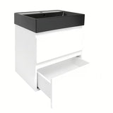 Viseča kopalniška omarica SAT B-Way 1 u bijelom sjaju s keramičkim umivaonikom