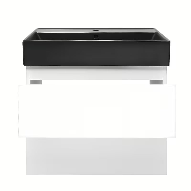 Viseča kopalniška omarica SAT B-Way 1 u bijelom sjaju s keramičkim umivaonikom