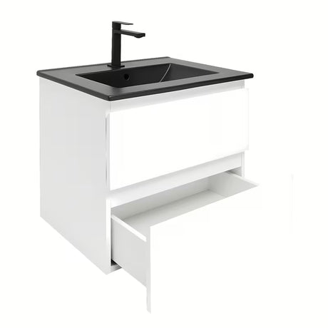 Viseča kopalniška omarica z umivalnikom SAT B-Way 1 u sjajno bijeloj boji s dvije ladice