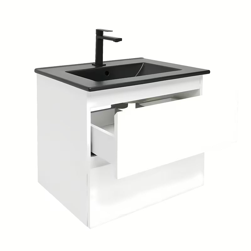 Viseča kopalniška omarica z umivalnikom SAT B-Way 1 u sjajno bijeloj boji s dvije ladice