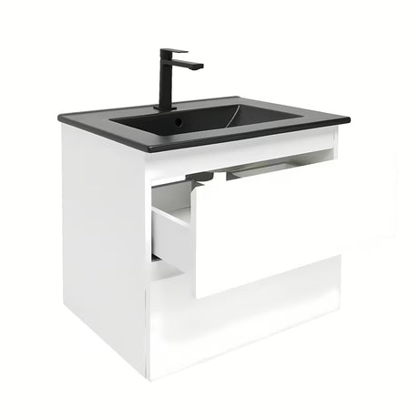 Viseča kopalniška omarica z umivalnikom SAT B-Way 1 u sjajno bijeloj boji s dvije ladice